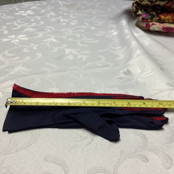 FOWNES VINTAGE GLOVES NAVY / RED CROCHETED. NEW OLD STOCK sz 7 - Picture 5 of 13